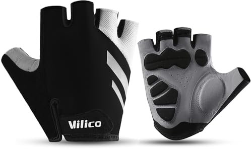 I Kua Fly Fahrradhandschuhe Halbfinger für Herren Damen Stoßdämpfend MTB Handschuhe Atmungsaktiv Radsporthandschuhe (Schwarz,XL)