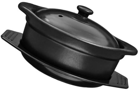 MOLUCKFU Pentola Ceramica Per Stufati Da Cucina Con Coperchio e Base Design Antiadente e Maniglie Doppie Per Stufati e Zuppe Per Uso Quotidiano e Occasioni Speciali