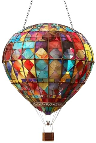 Atrapaluz Exterior,Atrapasoles De Arcoíris para Ventana | Decoración Plana de Globo Aerostático Acrílico para Cumpleaños Navidad Puerta Ventana Verano Interior y Exterior