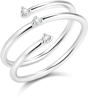 ALEXCRAFT Anelli Donna Regolabili Anelli Acciaio Inossidabile Donna Anello Intrecciato 3 Fili Con Zirconi Brillantini