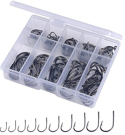 Lot de 100/500 hameçons barbelés en acier pour pêche à la carpe, eau salée, eau douce, yeux de poisson, hameçons marins, résistants à la rouille