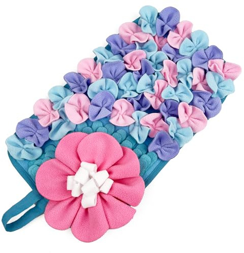 Tapis de recherche de nourriture pour rongeurs Lapins Jouet floral stimulant Favorise un comportement naturel et une mastication sûre. Tapis d'activité de recherche de nourriture pour lapins En tissu