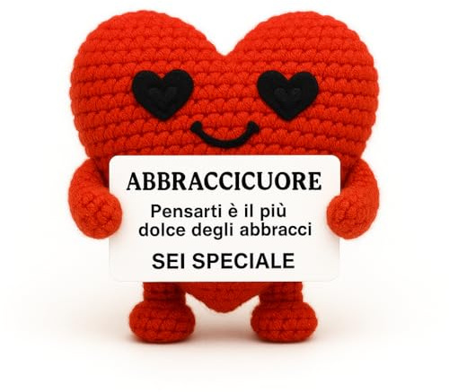 DAF ABBRACCICUORE© Tenero Cuore con Messaggio Sei Speciale | Morbido Accessorio Alto 9 cm e Scatola Personalizzata | Idea Regalo Festa della Mamma | Gadget da Scrivania Amigurumi