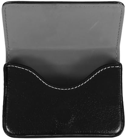 Alipis Porte-cartes de Visite Bureau en Acier Inoxydable et Cuir Artificiel, Boîte Porte-cartes Magnétique Noire, Organiseur Cartes D'identité et Cartes de Crédit, Rangement
