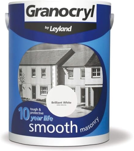 DRW Smooth Masonry Paint - Pure Brilliant White - 2.5L | Ultra Smooth Finish for Exterior Walls, Brick, and Concrete | Long-Lasting, Dirt-Resistant & Weatherproof Masonry Coating
