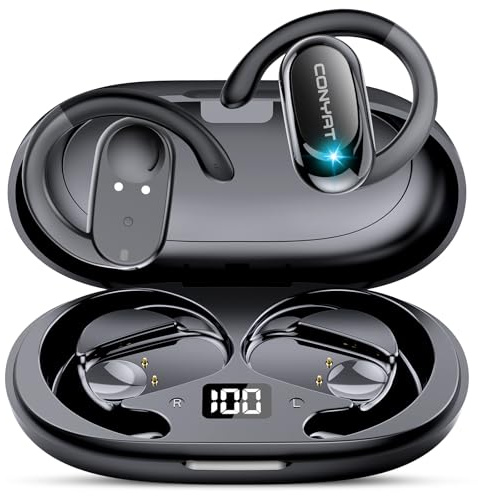Conyat AI Auriculares Traductores de Idiomas, 7 Modos de 58H Auriculares Bluetooth Oído Abierto para Viajes Negocios, Negro