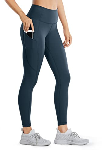 CRZ YOGA Women's Naked Feeling Gym Leggings Squat Proof High Waist Yoga Pants Sports Tights with Pockets - 25 Inches Hunter Green - R427 12