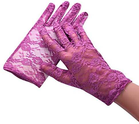 iSpchen Damen Spitzenhandschuhe Kurze Blumenspitze Handschuhe Elegante Brauthandschuhe Hochzeithandschuhe Netzhandschuhe Sommer Sonnenschutz Handschuhe Fahrradhandschuhe für Hochzeit,Party,Kostüm