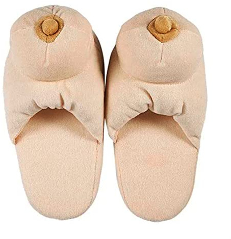 Orbgons Zapatillas de algodón de modelado divertidas y creativas a la moda para hombres y mujeres zapatillas planas de felpa sexis e interesantes (B, 40-41 UE)