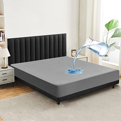 mafudoxi Wasserdichter Matratzenschoner 140x200 cm Spannbettlaken, Atmungsaktiv Matratzenauflage Bettlaken, Hochwertige Spannbetttücher, Inkontinenzunterlage Waschbar bei 60° - Grey