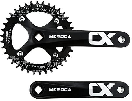 Mgoodoo Mountainbike 170mm Kurbelgarnitur mit 104 BCD 38T/Zähne Kettenblatt, Aluminiumlegierung MTB Kurbel Schmal Breit CNC Rund Kettenblatt Schrauben Fit für Mountainbike, Rennrad Kurbel