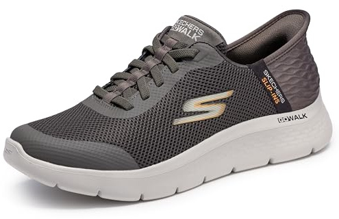 Skechers - Zapatillas Flexibles sin Cordones para Hombre, Calzado fácil sin Manos, para Caminar, Marrón, 44 EU