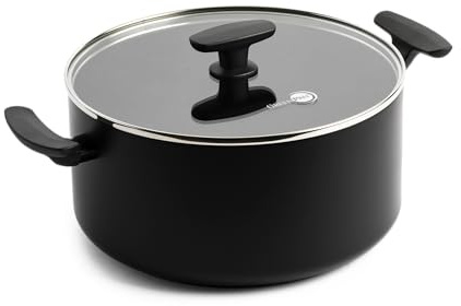 GreenPan SmartShape Healthy Ceramic Non-Stick 24 cm/5.1 Litre Casserole Pot with Glass Lid, PFAS-Free, Induction Suitable, Oven Safe, Black