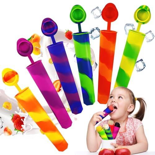 badaren Stampi per Ghiaccioli da 6 Confezioni, Stampi per Gelato Colorato, Stampo per Ghiaccioli, Senza Bpa, Riutilizzabile, Adatto a Bambini e Adulti Ghiaccioli per Gelato Fai-Da-Te (camuffare)