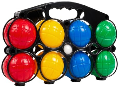 ADEPTNA Enjoy Outdoor Fun with 8 Pcs French Boules Set - Vibrant Durable Plastic Balls in 4 Colours with Carry Case - Perfect for Adults and Kids Summer Games