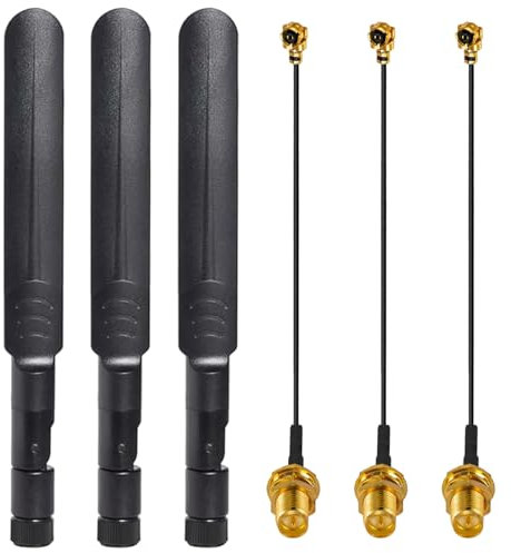 GTIWUNG 3 Stück WLAN Antenne 16CM 2.4G/5G/5.8G Dualband WiFi 8dBi RP SMA Stecker + 3 Stück 15 cm RP-SMA Weiblich Pigtail WiFi Kabel