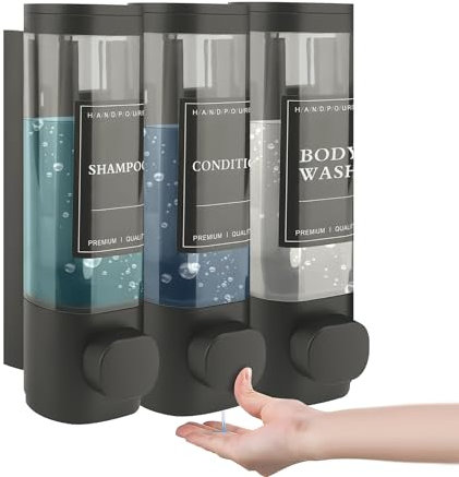 MEKOTRIN Dispenser Sapone Bagno, Dosatore Sapone Bagno Mani Cucina, Dispenser Bagnoschiuma Doccia A Parete Con Etichetta Impermeabile Per Cucine Bagni (Grigio,)