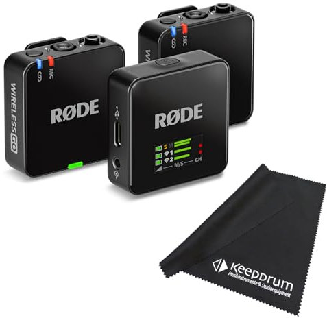 Rode Wireless GO Gen 3 Wireless 2-Channel Microphone Radio System with Keepdrum Microfibre Cloth