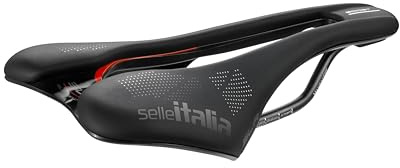 Selle Italia SLR Boost KC TM Superflow - Classic SLR Road Bike Saddle with Gel, Anatomic Hole and Chrome-Manganese Frame - Size S3, Black/Red