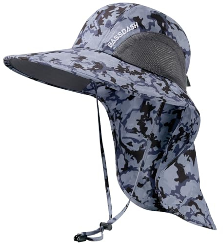 Bassdash Chapeau de Soleil Unisexe Femmes Chapeau de Soleil UPF 50+ Large Bord avec Grande Protection de la Nuque - Queue de Cheval - pour Homme et Femme