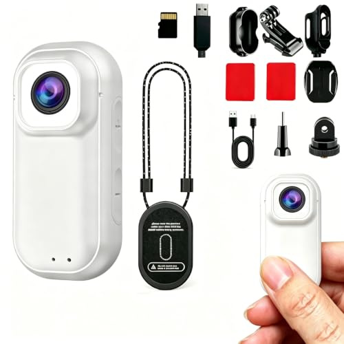 Xilecam Mini Camara Deportiva con Tarjeta de Memoria de 32GB, Camara Moto con Accesorios Cámara Casco Moto Ideal para Usar como Regalo Amiga(Blanco)