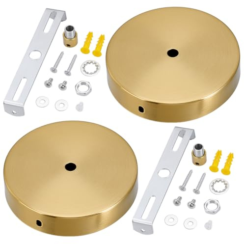 PH PandaHall 2 Sets 4.6 Inches Light Canopy Kit, Ceiling Cover Plate Golden Round Chandelier Ceiling Plate Replacement Pendant Light Kit for DIY Project Lighting Fixtures Chandeliers Pendant Wall Lamp