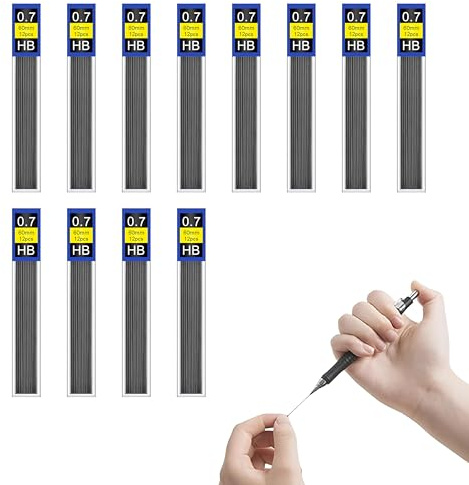 144pcs de Minas de lápiz de 0,7 mm, Minas de lápiz, Minas de Repuesto Automáticas para lápiz, Escribe con Suavidad y Claridad