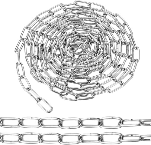 Cadena de acero inoxidable, longitud de 10 m, cadena de metal de 1,5 mm, acero inoxidable 304, cadena de metal resistente a la corrosión, cadena de eslabones redondos, cadena para colgar para perros