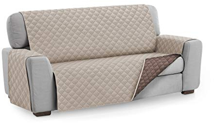 Textilhome Housse de Canapé Malu, 3 Places (160 cm), Protège-Canapé Réversible Universel avec Rembourrage, Idéal pour Animaux, Résistant aux Griffures et aux Poils, Couleur Beige