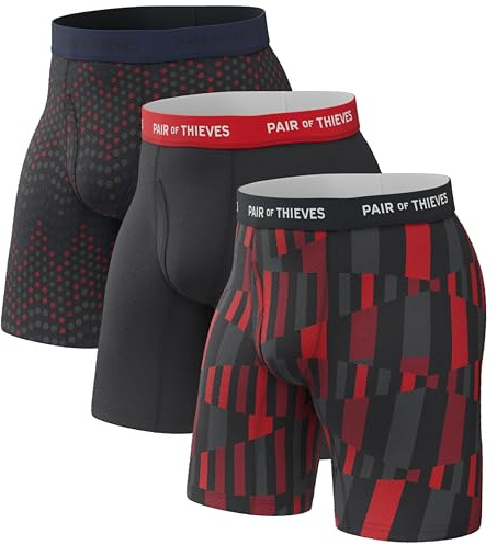 Pair of Thieves Men Super Fit Long Boxer Briefs | Underwear for Men | 3 Pack | Lightweight, Soft, 4-Way Stretch Fabric | Moisture Wicking for the Gym, Work and Daily Comfort | Everyday Boxer Briefs