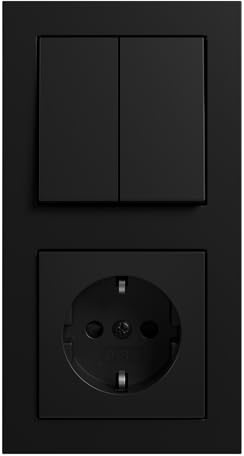 GIRA E2 Schwarz matt (1xSteckdose, 1xSerien, 1x2f Rahmen, 1xWippe)