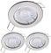 Oktaplex Lighting 3er Set LED Einbaustrahler Sedan - mit LED Modul 4,8W 2700K 230V 380lm Warmweiß 110° - Spot Edelstahl gebürstet Lochmaß 60mm