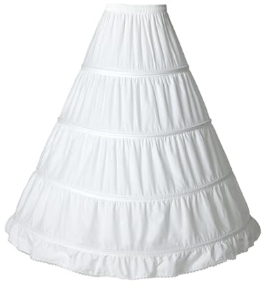 BEAUTELICATE Women's Petticoat Crinoline A-line Cotton Vintage 4 Hoops Underskirt for Wedding Bridal Dress Medieval Victorian Halloween Costume Floor Length Light Ivory