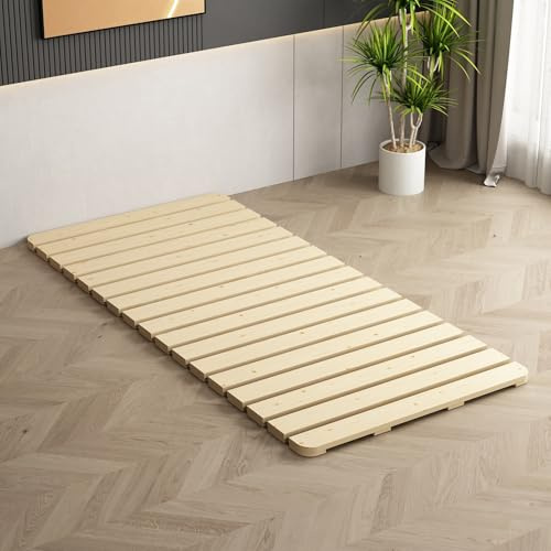 LOBOTOU Foldable Floor Bed Frame for Japanese Futon Mattress Twin Size