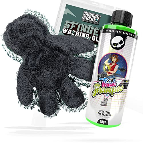 Autowäsche Bundle - Autoshampoo Nuke Guys Thick Shampoo 0,5L + Garage Freaks 5 Fingers Washing Glove - Autopflege Set mit Fünf Finger Waschhandschuh und Auto Shampoo