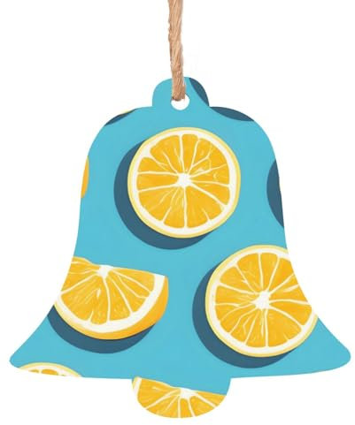 Limone cunei Stampe a forma di campana 4 PZ Ornamenti di Natale in legno Appendere agli alberi di Natale Decorazioni natalizie