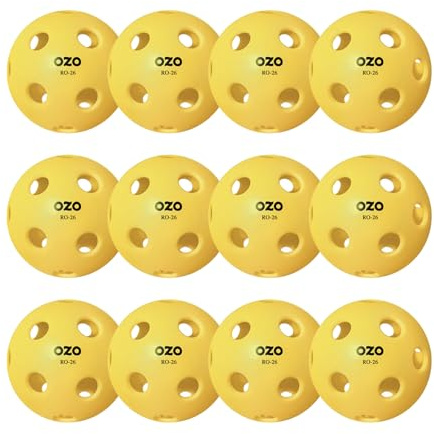 OZO Pickleball - 12er-Set Hallenbälle, 26 Löcher, Spritzgussform, Injection