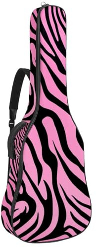 Housse universelle pour guitare acoustique, imperméable, avec plusieurs poches, couche de protection et fermeture éclair, rayures zébrées roses, multicolore, 42.9x16.9x4.7 in, Sac pour guitare