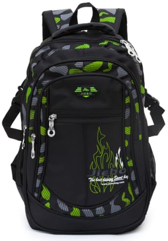 ADGBPE Boys Backpack School Bag Secondary Rucksacks Teenage Student Durable Heavy Duty Large Kids Bookbags Waterproof (1-Green)