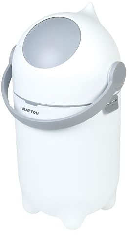 Nattou Dropy Nappy Bin – Odour-Proof, One-Hand Use, Fits Any Plastic Bag, Stylish White Design, 49.5 x 28 cm – Ideal for Baby Nursery, Easy to Clean, Compact & Practical Storage Solution.