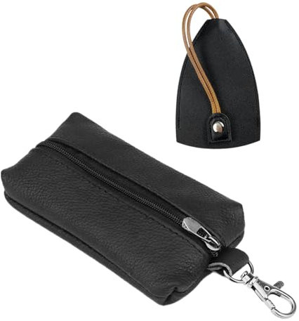 DHSBGWSX Tasca Portachiavi in Pelle Estraibile, Portafoglio, Custodia Nera, Piccola Borsa Portaoggetti, Nero, 12 * 7 * 1,8 cm