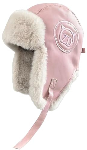 JFAN Vintermössa varm dam rysk hatt med öronmuffar plysch fodrad herr flygare Ushanka hatt för skidåkning cykling, Rosa, one size