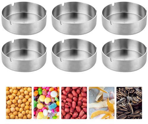 LLTLGF Posacenere in Acciaio Inox, 10 cm, Moderno per Interni ed Esterni (Argento)