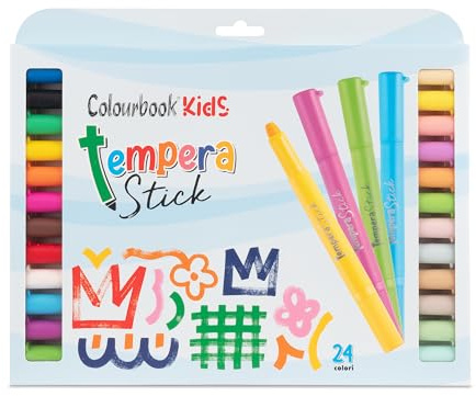 Colourbook Kids Lot de 24 trempes lavables pour enfants, couleurs assorties