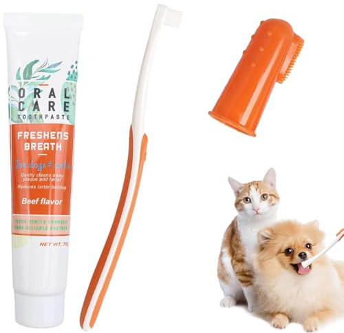 Landrain Zahnpflege Hund Set, Hunde Zahnbürste, Katzen Hundezahnbürste