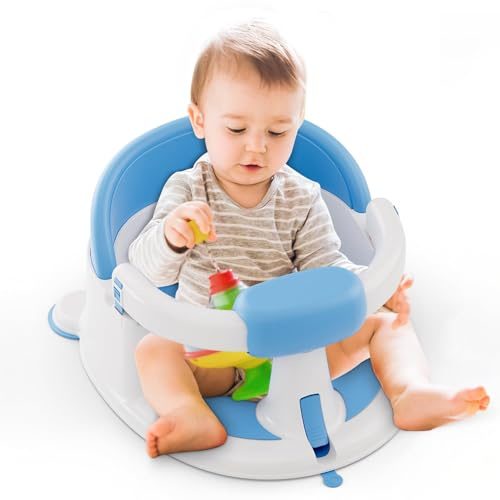 Baby Bath Seat for Babies: Non-Slip Infant Bathtub Chair with Suction Cups, Safe & Comfortable Baby Bath Support, Ideal for Sitting Up, Easy to Clean, Stable Design, Grey (6-12 Months)