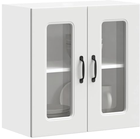 Emmtore Küchen-Hängeschrank mit Glastür Kalmar Herdumbauschränke Lucca Backofenschrank, Herdschrank, Ofenschrank, Küchenofenschrank,Weiß Holzwerkstoff 60 x 31 x 60 cm