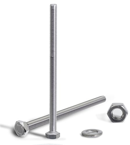Sechskantschrauben M6x80 mm 20 Sätze Schrauben Muttern set Unterlegscheiben M6 Sechskantmutter DIN 933 Edelstahlschrauben A2 V2A Vollgewinde Maschinenschrauben Baubefestigung Möbelmontage Heimwerken