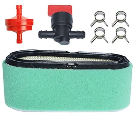 EasyByMall Kit de filtre à air avec filtre à carburant, valve d'arrêt et 4 colliers de serrage pour Briggs & Stratton modèles 496894, 496894S, 493909, 691642, 272403