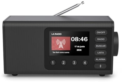 Hama | Radio Digital Dab/Dab+ y FM con Bluetooth. (Radio de sobremesa con Pantalla a Color, Altavoz inalámbrico para música, Radio Despertador con 30 presintonías) Negro.